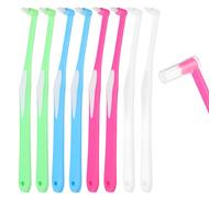 8 Pcs End Tuft Toothbrush, Soft Bristles Braces Denture Gum Toothbrush for Implants Hard-to-Reach Areas, Tiny Interdental Brush Detail Cleaning Brush with Small Head (Blue/Green/Rose Red/White)