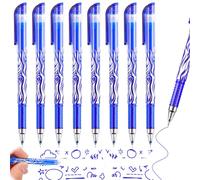 8 Pcs Erasable Gel Pens, 0.5mm Fine Point Rub Out Pens with Rubbers on the End, Heat Friction Erasable Ink Pens for Smooth Writing, School Office Supplies & Gifts for Kids Adults Teachers Students