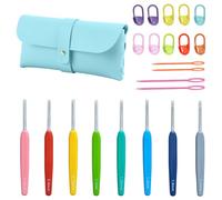 8 Pcs Ergonomic Crochet Hooks Set, 0.5mm-2.0mm Small Lace Crochet Needles with Portable Case, Knitting Tools for Beginners & Professionals, Micro Crochet Kit for Fine Lace Work