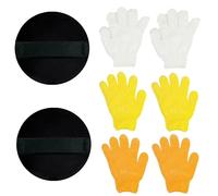 8 Pcs Exfoliating Gloves Set, Shower Gloves for Body Scrubbing, Includes 2 Round Scrub Gloves and 3 Pairs of Five-Finger Gloves in Yellow, Orange, White