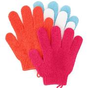 8 PCS Exfoliating Gloves with 1 Back Scrubber | Bamboo Exfoliator Mitt Set for Shower & Bath | Body Scrub Gloves for Adults & Kids | Dead Skin Remover & Ingrown Hair Care