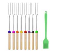 8 Pcs Extendable Marshmallow Toasting Forks, 12" - 32" Retractable Marshmallow Roasting Sticks for Fire Pits, Stainless Steel U Shape Barbecue Forks for Hot Dogs BBQ Skewers