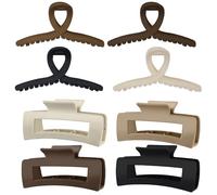 8 Pcs Extra-Large Jaw Clamps, Rectangle Matte Grip Clips for All Hairstyles, Strong-Hold Non-Slip Styling Accessories in Multicolour - Ideal for Women & Girls (Straight/Curly/Wavy)