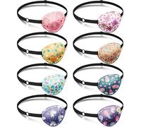 8 Pcs Eye Patches for Kids Adjustable Single Eye Patch Reusable Cute Girls Eye Patch with Elastic Strap for Lazy Eye Either Eye Left or Right Eyepatch