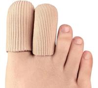 8 Pcs Fabric Toe Protectors, Silicone Toe Caps Closed Toe Surface Fabric Sleeve Protectors, Prevent Pain Relief for Corns, Blisters and Ingrown Toenails (2Pcs Large Size+ 6Pcs Medium Size)[Upgrade]