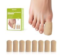 8 Pcs Fabric Toe Protectors, Silicone Toe Caps Closed Toe Surface Fabric Sleeve Protectors, Prevent Pain Relief for Corns, Blisters and Ingrown Toenails (Large Size)[Upgrade]
