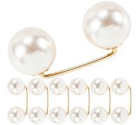 8 Pcs Faux Pearl Safety Pins, Decorative Brooches Length Adjuster - Beige