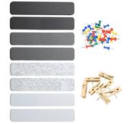 8 PCS Felt Pin Board Bar, Adhesive Cork Board Bulletin Boards Strips, Self-Adhesive Felt Notice Boards for Wall, Office Home Classroom Memo Photo Display, 50 Pins 7 Clips Included