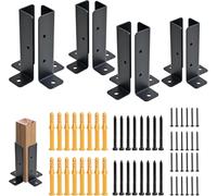 8 PCS Fence Post Brackets, Adjustable Fence Post Base with Screws Fit 1.5x1.5,2x2,2x4,4x4 Post, Black Thick Fence Post for Decking, Fencing, Pergola, Railing, Mailbox Mount, Patio Covers (8 PCS)