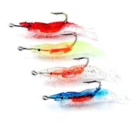 8 PCS Fishing Lures Glow in the Dark Artificial Swimbait Sea Lures PVC Luminous Shrimp Bait Set with Hooks for Catching Bass Trout Pike Snook Salmon