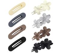 8 Pcs Flat Hair Clips for Women,Non-slip Duckbill Matte Claw Hairpin with Inner Teeth,2 Styles Large Flower Duck Beak Shape Barrettes,French Multicolor Clamps for Thin Thick Hair Styling Accessories