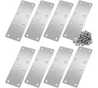 8 Pcs Flat Mending Plate Stainless Steel Flat Bracket 140mm x 50mm Metal Straight Bracket Repair Joining Brace for Wood, with Screws