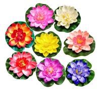8 PCS Floating Flowers for Ponds, Artificial Foam Lotus Flowers Fake Floating Pond Plants Realistic Water Lily Pads Ornaments for Garden Pond Aquarium Fish Tank Decor