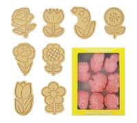 8 Pcs Flower Cookie Cutter Set, Floral Holiday Theme Plastic Molds for Girls' Birthday, Fun Cartoon Baking Supplies for Snacks & DIY Treats