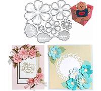 8 PCS Flower Cutting Dies for Card Making，3D Flower Cutting Dies Cut Stencils for DIY Scrapbooking Photo Album Decorative Embossing Paper Dies for Card Making Templated+Cute Brooch Pin
