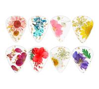 8 PCS Flower Guitar Picks, Pink Guitar Picks Dried Flower Resin Guitars Plectrums Heavy Handmade Colorful Guitars Plectrums Dried Flowers PET Cool Pick for Bass Electric Acoustic Ukulele, Multicolor