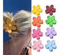 8 Pcs Flower Hair Claw Clip Hair Accessories for Women, Cute Matte Claw Clips for Thick Hair, Candy Color Non Slip Strong Large Jaw Flower Girl Accessories