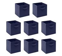 8 PCS Folding Collapsible Storage Cube Boxes for Kids Toy Clothes with Handle, Foldable Kids Canvas Unit Cube Organiser Basket Bin for Nursery Children Bedroom Wardrobe (Pack of 8, Royal Blue)