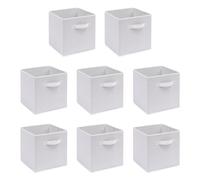 8 PCS Folding Collapsible Storage Cube Boxes for Kids Toy Clothes with Handle, Foldable Kids Canvas Unit Cube Organiser Basket Bin for Nursery Children Bedroom Wardrobe (Pack of 8, White)