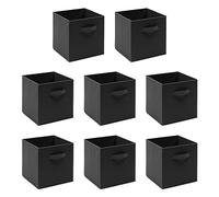 8 PCS Folding Collapsible Storage Cube Boxes for Kids Toy Clothes with Handle, Foldable Kids Canvas Unit Cube Organiser Basket Bin for Nursery Children Bedroom Wardrobe (Pack of 8, Black)