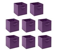 8 PCS Folding Collapsible Storage Cube Boxes for Kids Toy Clothes with Handle, Foldable Kids Canvas Unit Cube Organiser Basket Bin for Nursery Children Bedroom Wardrobe (Pack of 8, Purple)