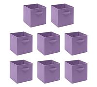 8 PCS Folding Collapsible Storage Cube Boxes for Kids Toy Clothes with Handle, Foldable Kids Canvas Unit Cube Organiser Basket Bin for Nursery Children Bedroom Wardrobe (Pack of 8, Light Purple)