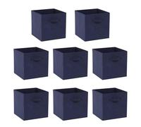 8 PCS Folding Collapsible Storage Cube Boxes with Handle for Kids Toy Clothes, Foldable Canvas Unit Cube Organiser Basket Bin for Nursery Children Bedroom Wardrobe (30*30cm Navy Blue, Pack of 8)