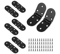 8 Pcs Folding Flip Hinges, 180 Degree Counter Flap Hinges for Wood Round Edge Small Door Hinge with Screws Metal Backflap Hinge for Furniture Cupboard, Black