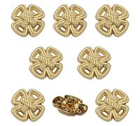 8 Pcs Four Leaf Clover Sewing Buttons Lucky 3D Metal Buttons Decorative Shank Buttons for Parties Wedding Valentine Cosplay Style 1