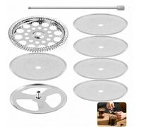 8 PCS French Press Filter Replacement Parts for 34oz Bodum Chambord French Press Coffee Maker, Stainless Steel Set with 5 Mesh Screens, Plunger Rod, Spiral Disk and Cross Plate, Coffee Press Repair
