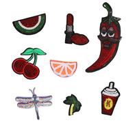 8 Pcs Fruit Sewing Patches Sequins Applique Patches Chilis Embroidered Iron On Repair for Jeans