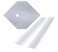 8 Pcs Gas Hob Covers for Gas Cookers, MSDADA Reusable Stove Burner Covers with 2 Pcs 25” Stove Counter Gap Cover, Non-Stick Gas Hob Range Protectors, Induction Hob Protector Mat(8 Silver+2 White)