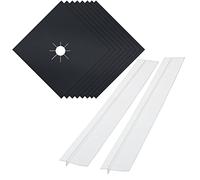 8 Pcs Gas Hob Covers for Gas Cookers, MSDADA Reusable Stove Burner Covers with 2 Pcs 30” Stove Counter Gap Cover, Non-Stick Gas Hob Range Protectors, Induction Hob Protector Mat(8 Black+2 Clear)