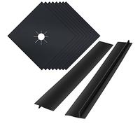 8 Pcs Gas Hob Range Protectors, MSDADA Reusable Gas Hob Covers Stove Burner Covers with 2 Pcs Stove Counter Gap Cover, Non-Stick Stove Top Protectors Heat-Resistant Stove Burner Liner Cover(Black)