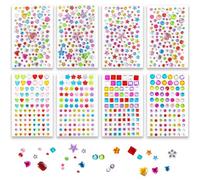 8 PCS Gem Stickers, 4 Small Gems & 4 Single Diamonds, Sticky Gem for Crafting, Glitter Stickers, Stick on Gems, Kids Craft Supplies, Foam Sheets for Crafts, Jewel Sticker for DIY