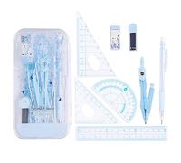 8 Pcs Geometry Set, Geometry Compass Set School Drawing Compass and Protractor Set for School Students Maths and Home Education(Blue)