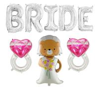 8 Pcs Giant BRIDE Foil Balloons 40inch Bride Balloon Silver Letters Banner Ring Mylar Balloons for Wedding Engagement Shower Bride To Be Party Decorations (Silver)