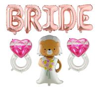 8 Pcs Giant BRIDE Foil Balloons 40inch Bride Balloon Silver Letters Banner Ring Mylar Balloons for Wedding Engagement Shower Bride To Be Party Decorations (Rose Gold)