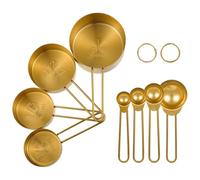 8 Pcs Gold Measuring Cups and Spoons Set 304 Stainless Steel Gold Measuring Spoons With Handles Golden Stackable Kitchen Measure Cups Set For Liquid Dry Ingredient Kitchen Baking Cooking
