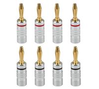 8 Pcs Gold Plated Banana Plugs Speaker, 4mm Banana Plug with Refined Copper Secure Screw Connection, Easy Install Connectors for High Fidelity Sound Systems, Universal Fit for AV Amps & Receivers
