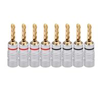 8 PCS Gold Plated Copper BFA 4mm Banana Plug Adapter Wire Connector Connector Cover Protector Adapter Socket Coaxial Cable Cord Solder Bulkhead Panel O Press Outlet