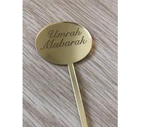 8 Pcs Gold Umrah Mubarak Cupcake Discs, Acrylic Reusable Umrah Mubarak Cupcake Toppers, Umrah Cake Decoration, Party Decorations UK.