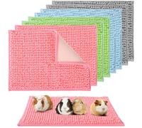 8 PCS Guinea Pig Liner Washable Rabbit Cage Liner 12x16 Inch Guinea Pig Fleece Bedding Pee Pads Reusable Absorbent Pet Mats for Small Animals, Bunny, Hamster (Gray, Green, Pink, Blue)