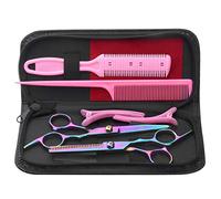 8 Pcs Hair Cutting Scissors Kits, 6" Stainless Steel Hairdressing Shears Set Professional Barber Set Thinning/Texturizing Scissors Pet Grooming Scissor Razor Comb Clip for Home Salon (Scissor Suit)