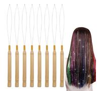 8 Pcs Hair Extension Loop Needle Threader Pulling Hook Tools Micro Loop Nano Beads Device Hair Extension Threader for Micro Rings Nano beads Styling Accessories