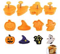 8 Pcs Halloween Cookie Cutter Set, Halloween Cookies Molding, Nonstick Cake Molds, Halloween Funny Gifts Set of Pumpkin, Ghost, House, Witches Hat DIY Halloween Party Molds