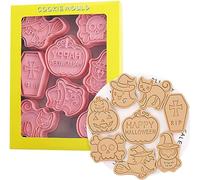 8 Pcs Halloween Cookie Cutters,3D Plastic Halloween Cookie Stamps for Cookie Dough, Pastry, Donut, Fondant, Sugarcraft, DIY, Cake Decoration Chocolate Mould Cookie (Halloween B)