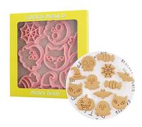 8 Pcs Halloween Cookie Cutters Shape Halloween Plastic Cookie Stamp Set Pressable Pastry Biscuit Cutter Mold Emboss Bat Ghost Pumpkin Cat Witch Hat Candy Skull Spider DIY Baking Decor