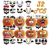 8 PCS Halloween Pumpkin Stickers in 32 Style(32 Different Expression in Total), Each Style Pumpkin face Stands for a Mood,Perfect for Halloween Party Decoration and Classroom Activity.