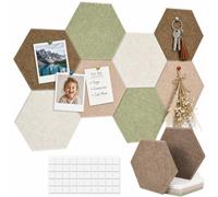 8 Pcs Hexagon Cork Bulletin Boards, Self Adhesive DIY Felt Notice Cork Board Tiles with 50 Adhesive Tab, Bulletin Board for Office School Home Wall Decor Memos Photos Display